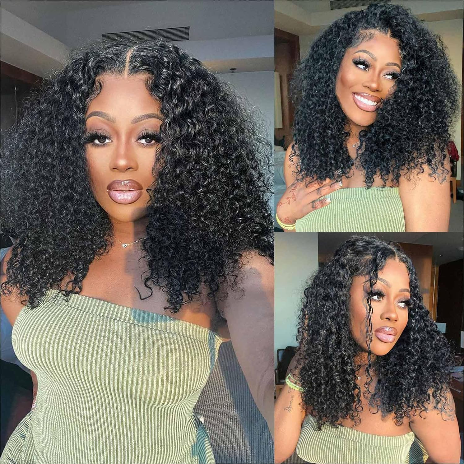 16 Inch Deep Wave Lace Front Wigs Human Hair 13x4 HD Lace Front Wigs Human Hair Pre Plucked Brazilian Deep Wave Wig Human Hair Wet Wavy Glueless Frontal Wigs Human Hair Deep Wave Wig 180 Density